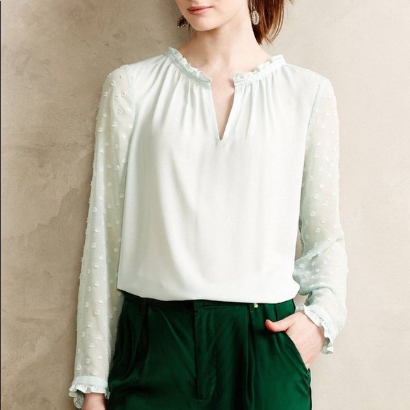 Anthropologie Tops - Anthro HDinParis Josie Mint Clipdot Blouse
